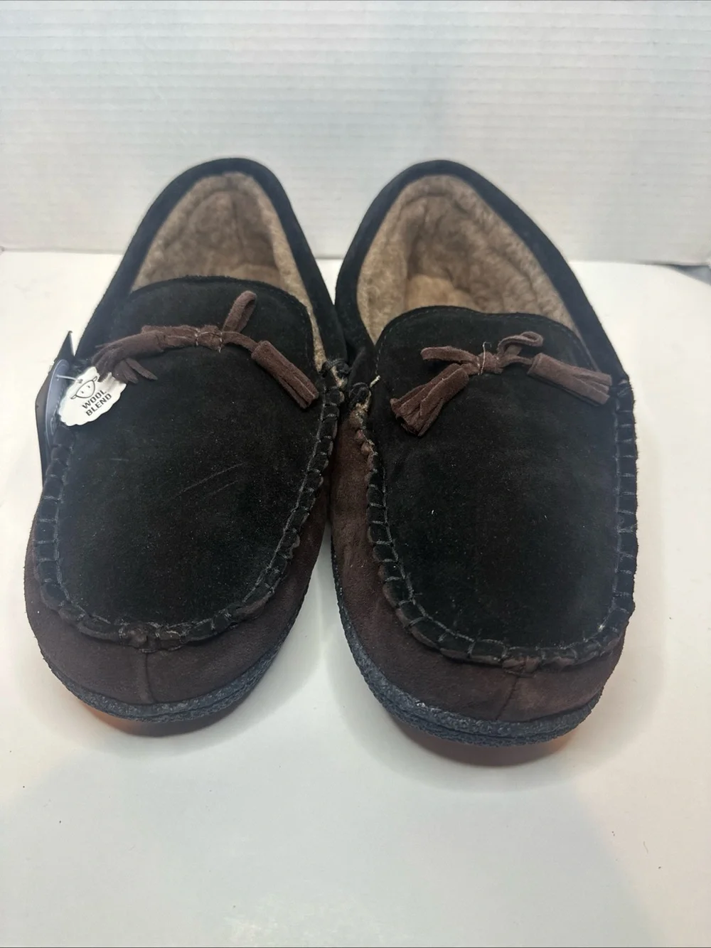 Muk Luks Men's Black and Brown Suede Tassel Slip-Ons